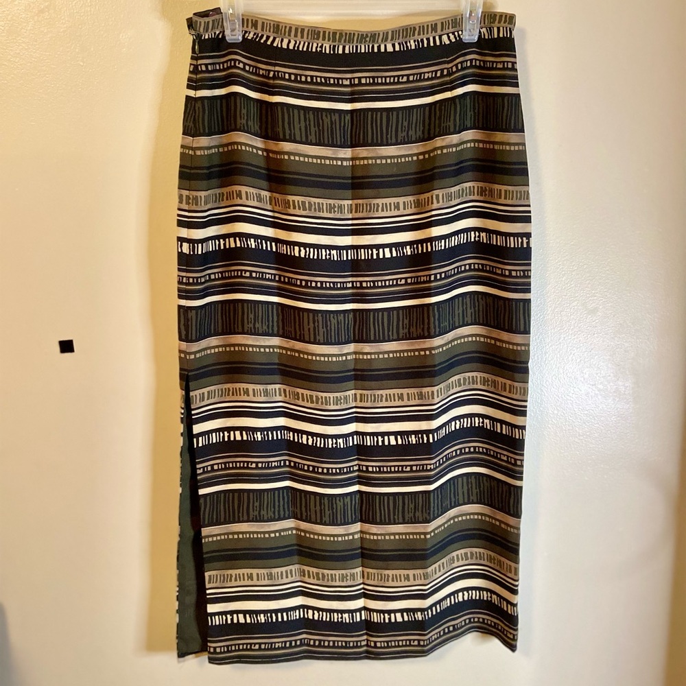 Josephine Chaus Women Plus-size Skirt Straight Mid 16 Green Beige Polyester long
